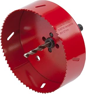 wolfcraft Bi-Metall-Lochsäge ⌀ 127 mm I 5495000 I Für Trockenbaumaterialien, Holz, Kunststoffe und Metalle, Schnitttiefe 40 mm