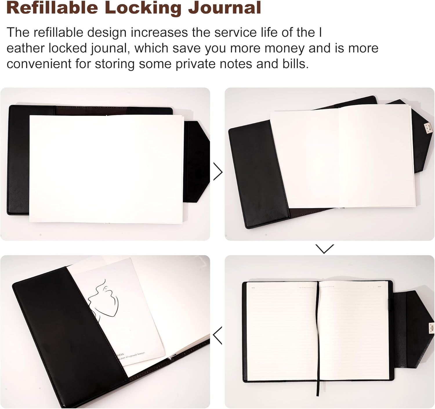 CAGIE Journal with Lock, Gifts for Women Men Retired Colleagues to Record Life, Travel Plans, 7.5 x 10 Inch 220 Pages Lock Diary with Pen, Gift Box