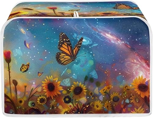 Miniatura 10 de Funda antipolvo para tostadora de pollo con estampado floral de gallo de 2 rebanadas, lavable, funda para hacer pan, antipolvo, cubiertas