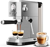 Vista 1 de Espresso Coffee Machine, 20 Bar Espresso Maker with Milk Frother, Hot Espresso & Cold Brew, 50 oz Water Tank, Visible Pressure Gauge, Compact Design