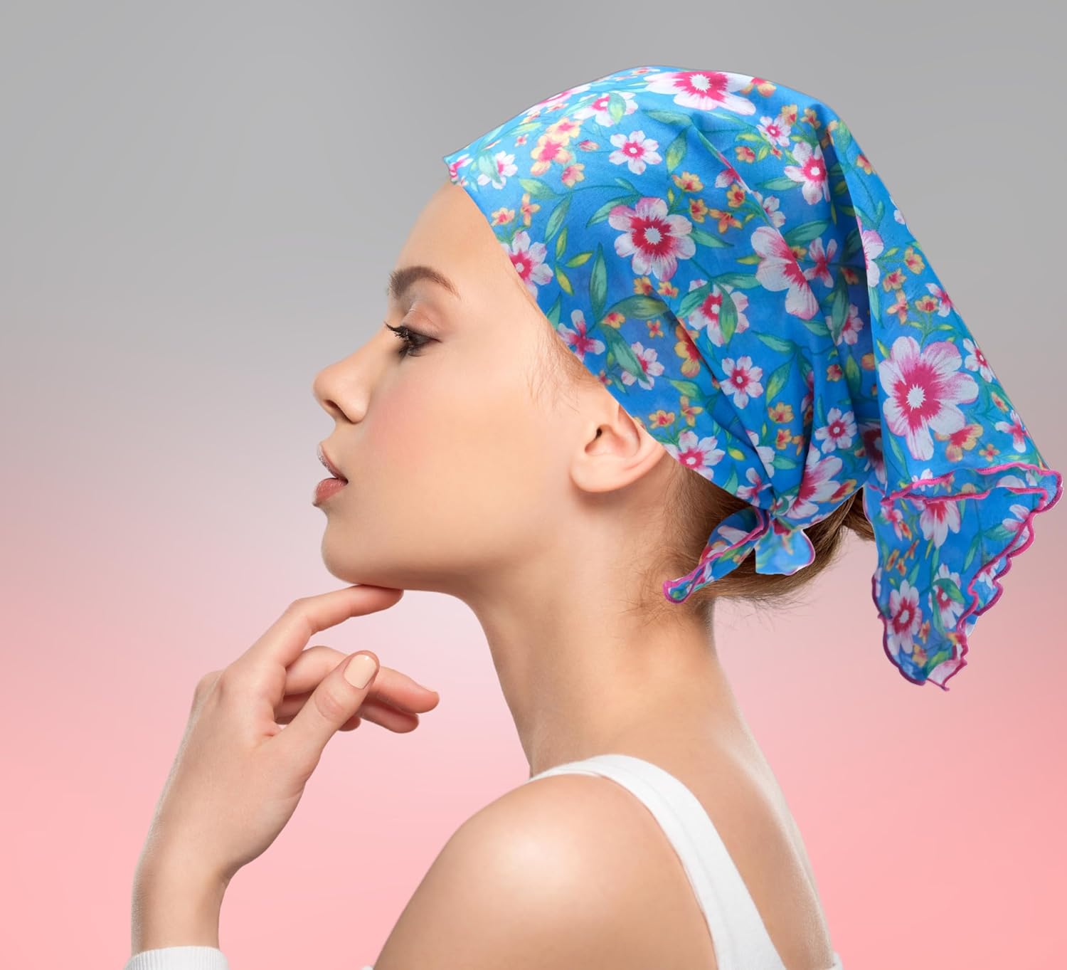 Soft 100% (80S) Cotton Floral Bandanas, Hair wrapper, Handkerchief, Hair scarf, Neckerchief, 22”X22”