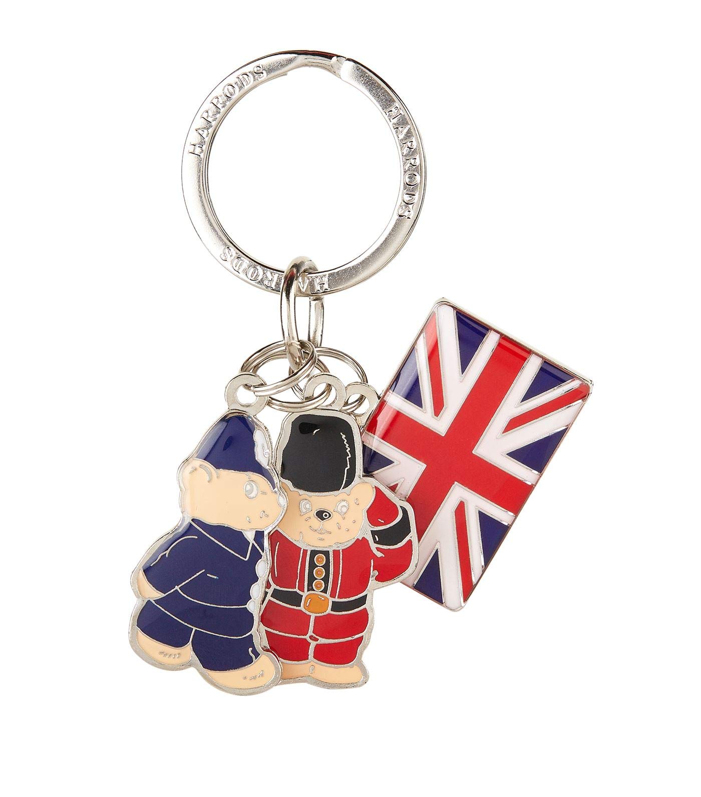 Harrods of London England Guardsman and Flag Charm Keyring