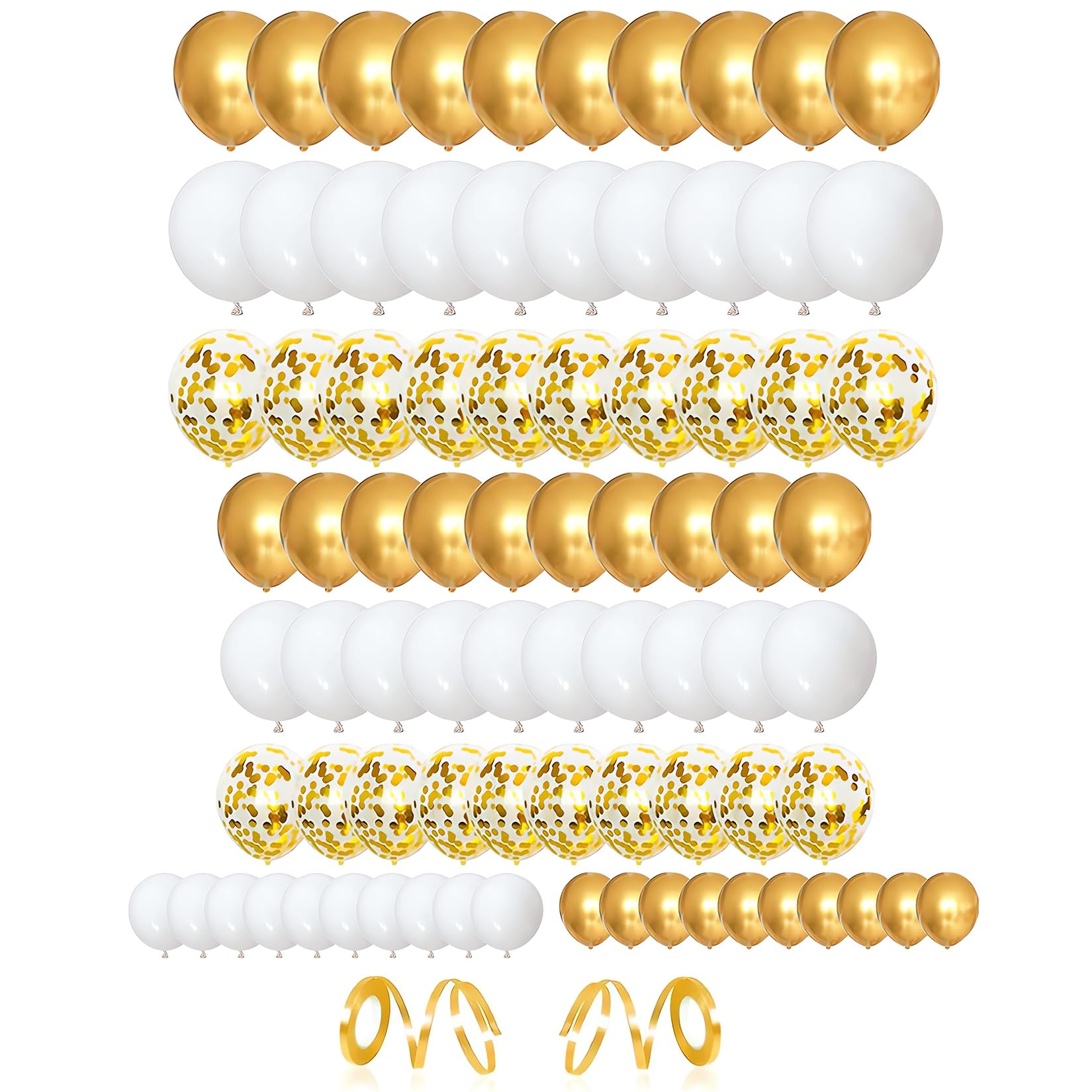 ZHOUHON Globos De Oro MetáLicos, 80 Piezas Globos de Confeti Dorados, Globos de Boda de Boda, Globos de Helio Para la DecoracióN de CumpleañOs de Boda Del Bebé Ducha de San Valentín (Blanco Dorado)