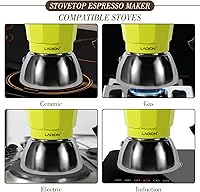 Vista 5 de Stovetop Espresso Maker, 3Cup Moka Pot, Espresso Machine Compatible with Induction Cooktops, 150ml Stainless Steel & Aluminum Cuban Coffee Maker for