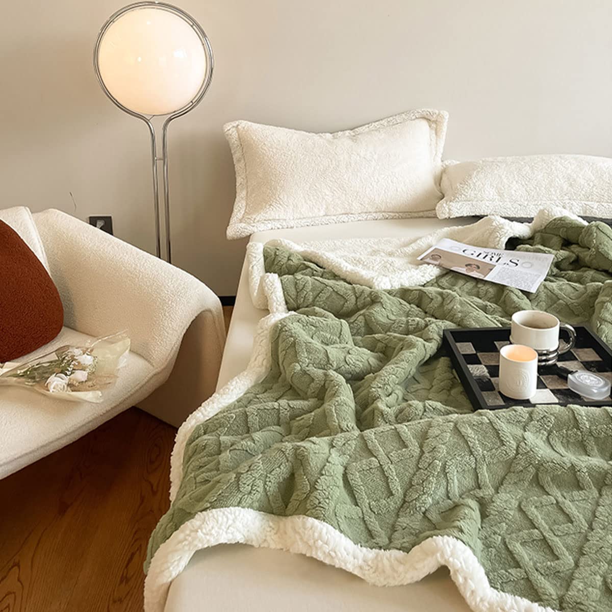 TEALP Sherpa Fleece Decke – Doppelseitig Flauschig, 160x130 Cm, Für Couch, Bett & Camping, Maschinenwaschbar