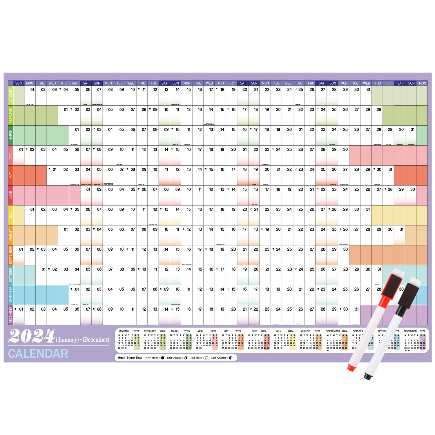 Buy VEYLIN2024 Wall Planner, 2024 Wall Yearly Wall Planner 2024 With