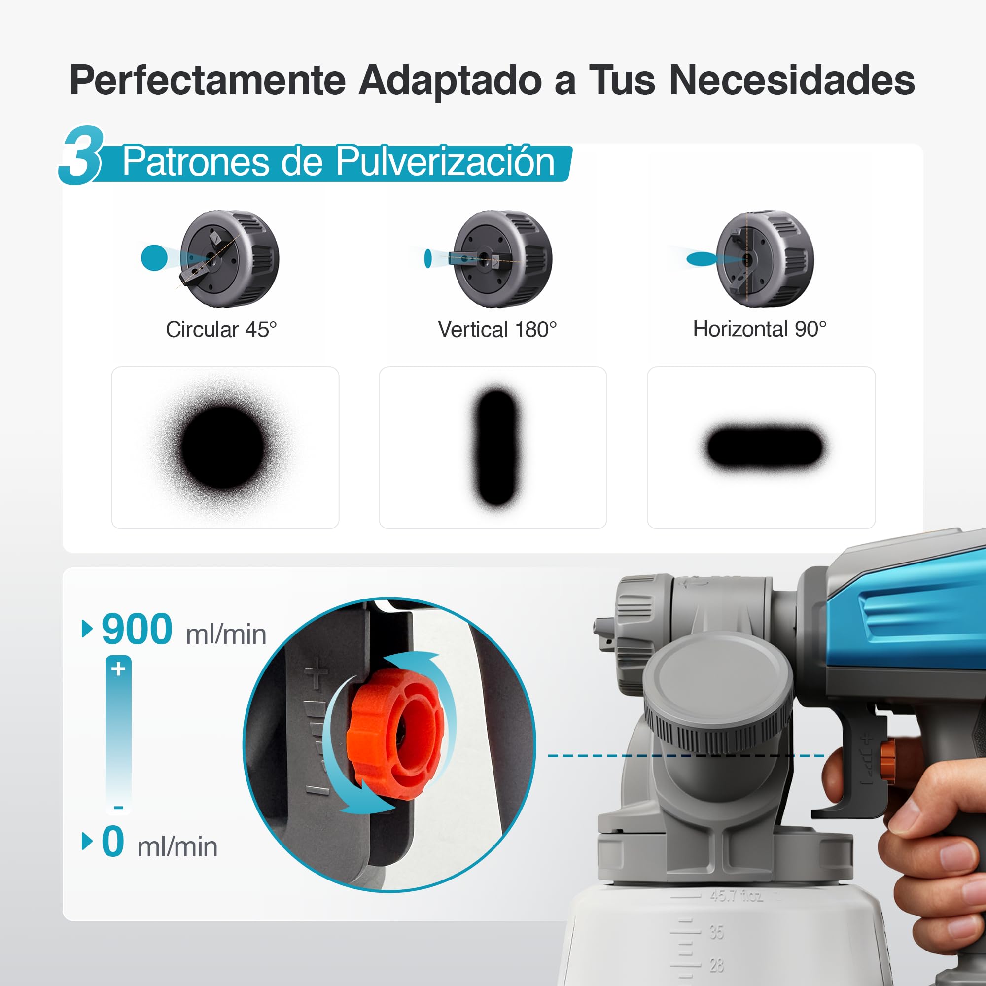 Tilswall Pistola Pintura Shark700 Compatible con Makita de 18V(Sin batería) | 90000RPM Motor Sin Escobillas, Depósito con Llenado Lateral 1300ML, 120 DIN-s Pistola de Pintura, para pintar paredes, techos