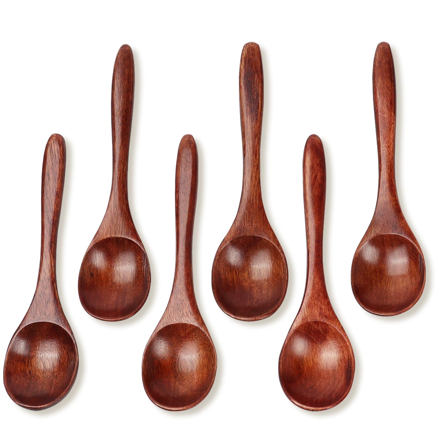 Oasisgalore Set of 6 small wooden spoon for honey, Teaspoon spice jars spoons for cooking