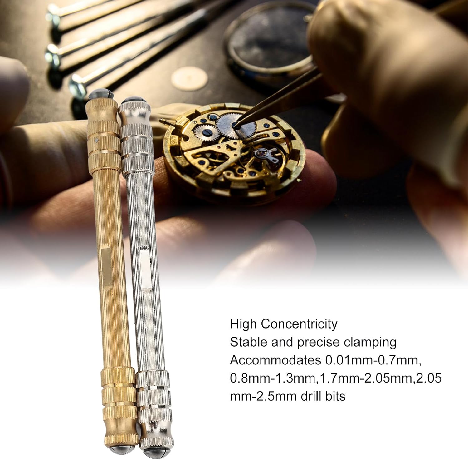 High Strength 2 Piece Vise Hand Drill with Head for Watchmaker Watch Repair Carving Hand Tool for Home Use