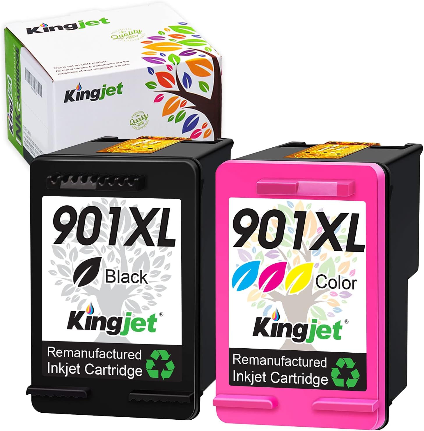 2-Pack HP 901XL Black Ink Cartridges - Remanufactured For Officejet Printers