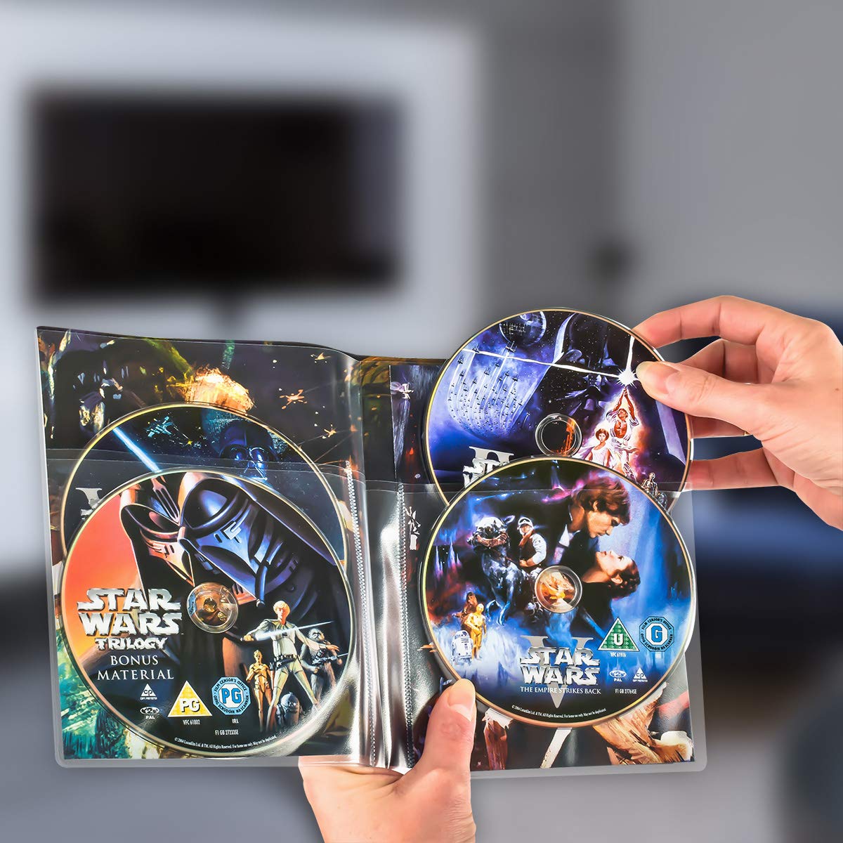 3L 4fach DVD Hüllen mit Platz für 4 DVDs mit Covertasche – 10 Stück - Praktische & Platzsparende Aufbewahrung - 10288