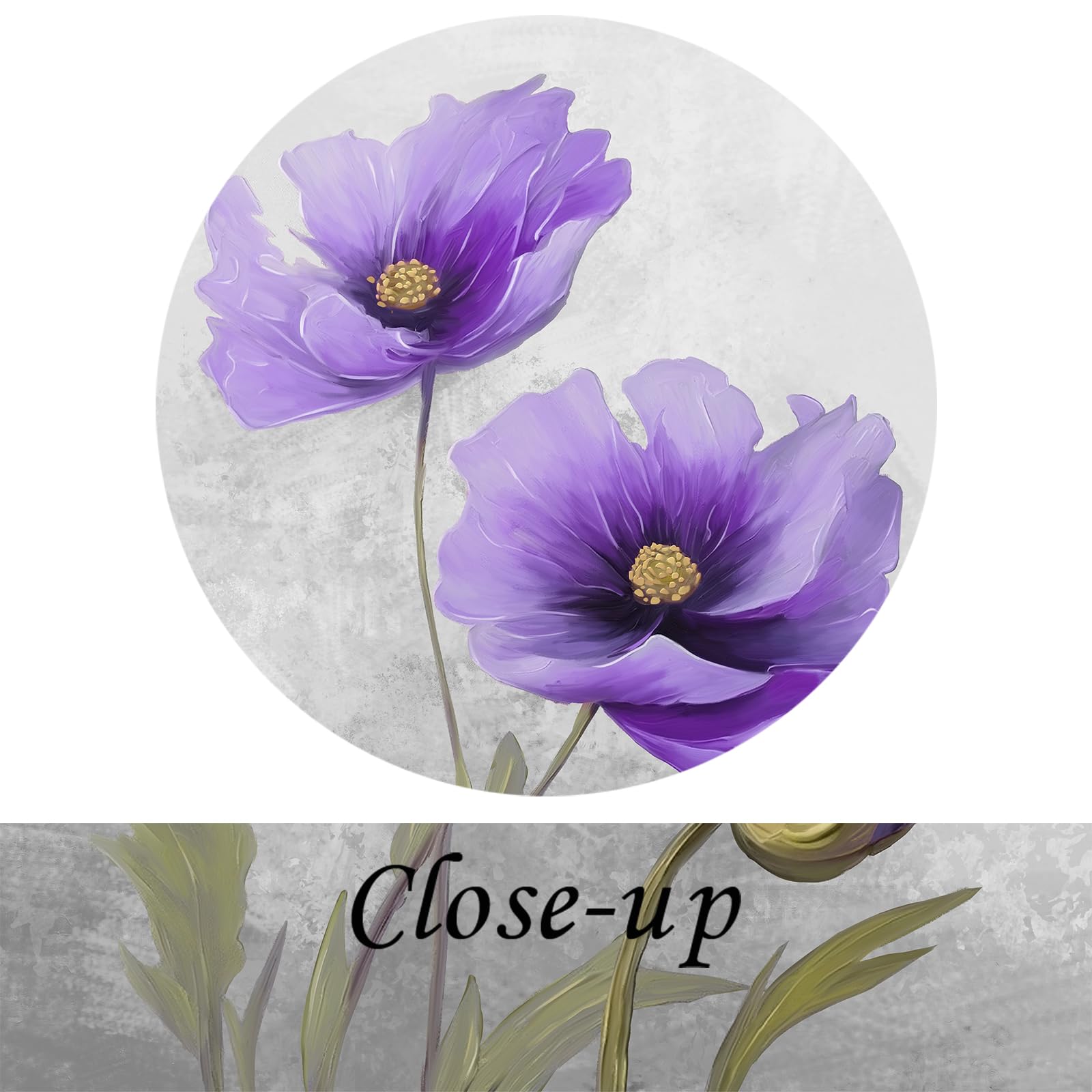 KREATIVE ARTS 3 Pieces Flower Canvas Wall Art Flower Poppy Blossom Picture Wall Decor Floral Painting Framed Poster for Bathroom Easy to Hang Each Panel 12x16 Inch (Purple)