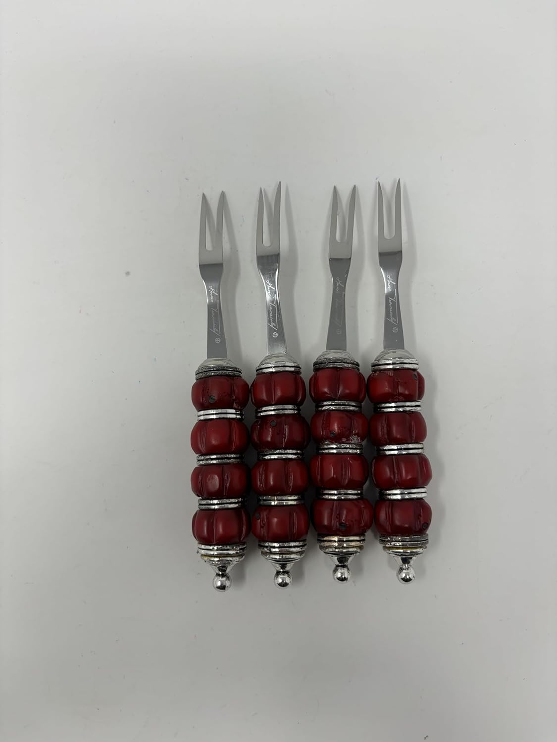 Red Coral Cocktail Fork Set
