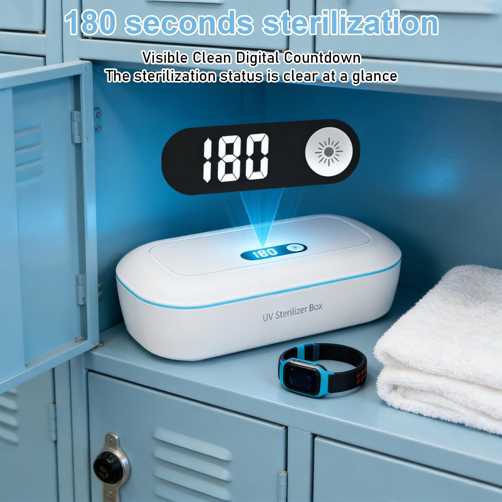 Tragbare Doppelschichtige UV Lampe Sterilisator, Professionelle UV Nagel Tool Sterilisator Box, LED Desinfektion Gerät Desinfektionsgerät, Desinfektionsbox für Maniküre Werkzeuge und Nagelsalons,weiß