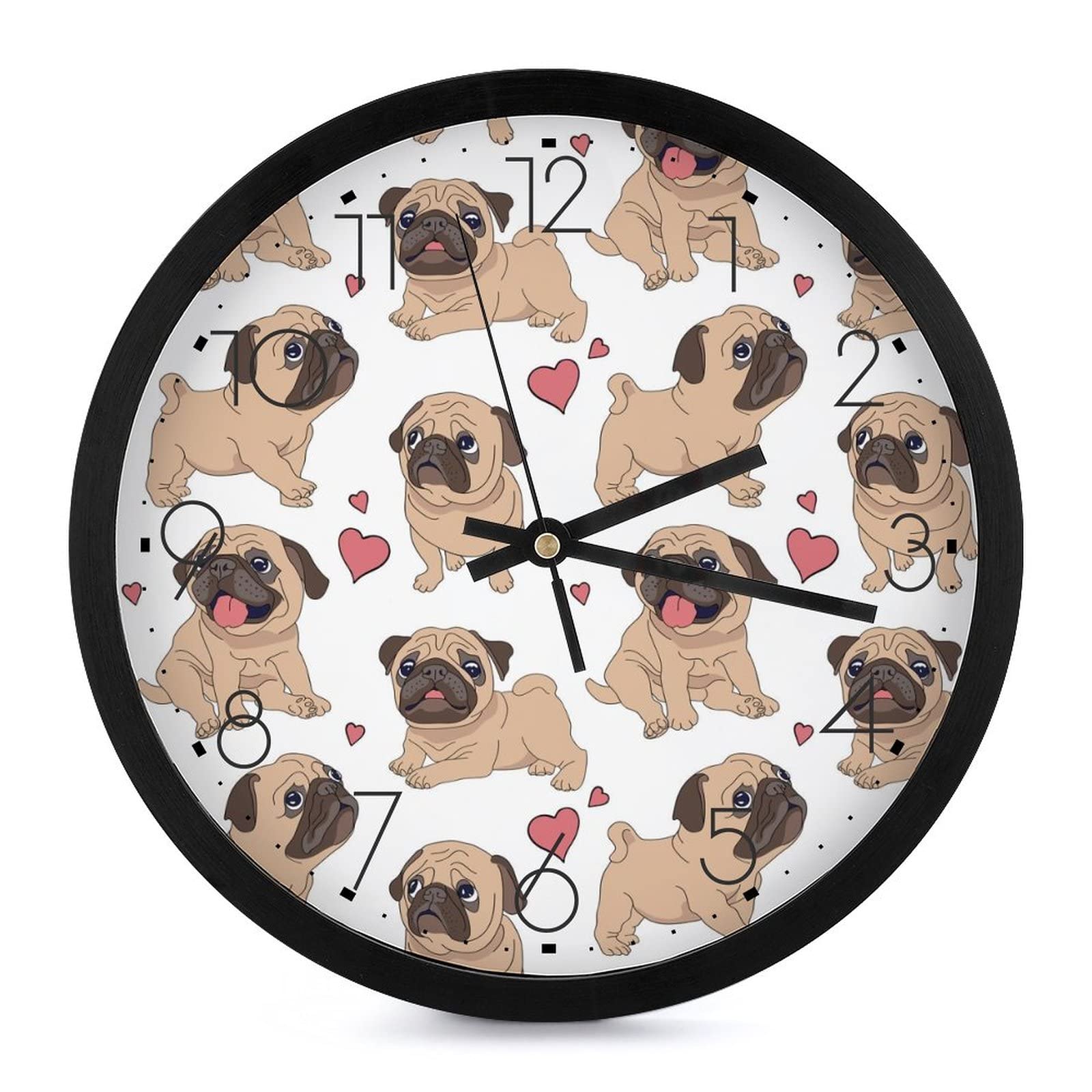 Horloge murale carlin decorative ronde 25.4cm au design chien unique