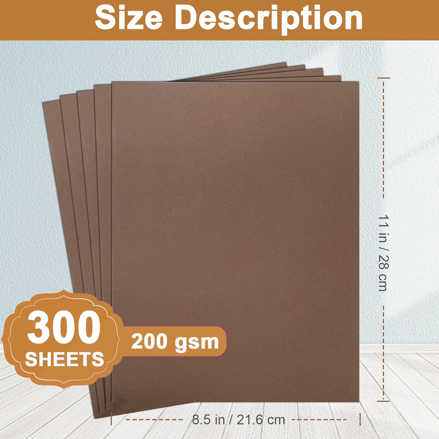 Silunkia 300 Sheets Coffee Cardstock 8.5 x 11 Christmas Paper, 200gsm/75lb Premium Dark Brown Paper Card Stock for DIY Cards Making, Thank You Cards, Invitations, Birthday Decorations