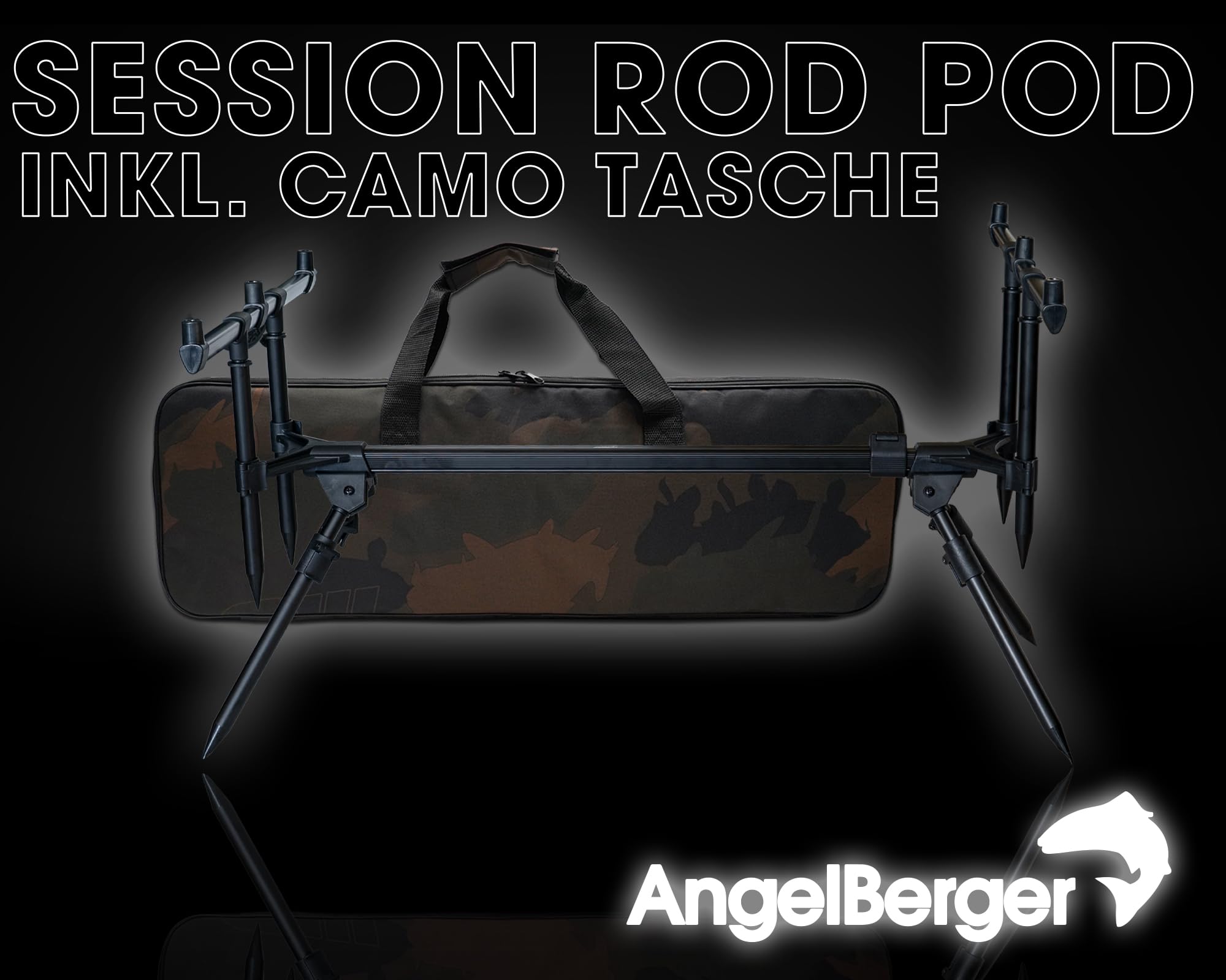 Angel-Berger Session Rod Pod mit Tasche Rutenständer Rodpod Karpfen Rutenhalter