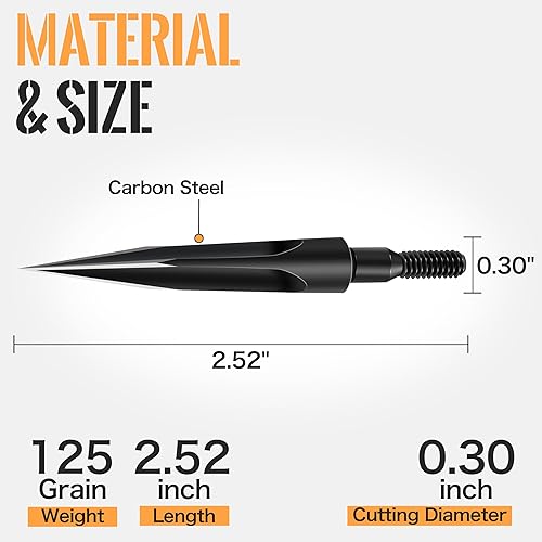 Miniatura 16 de SUNYA Broadheads 100/120/125/150 - Puntas de flecha de tiro con arco para compuesto, arco recurvo y ballesta, paquete de 12 125 Grano torcido