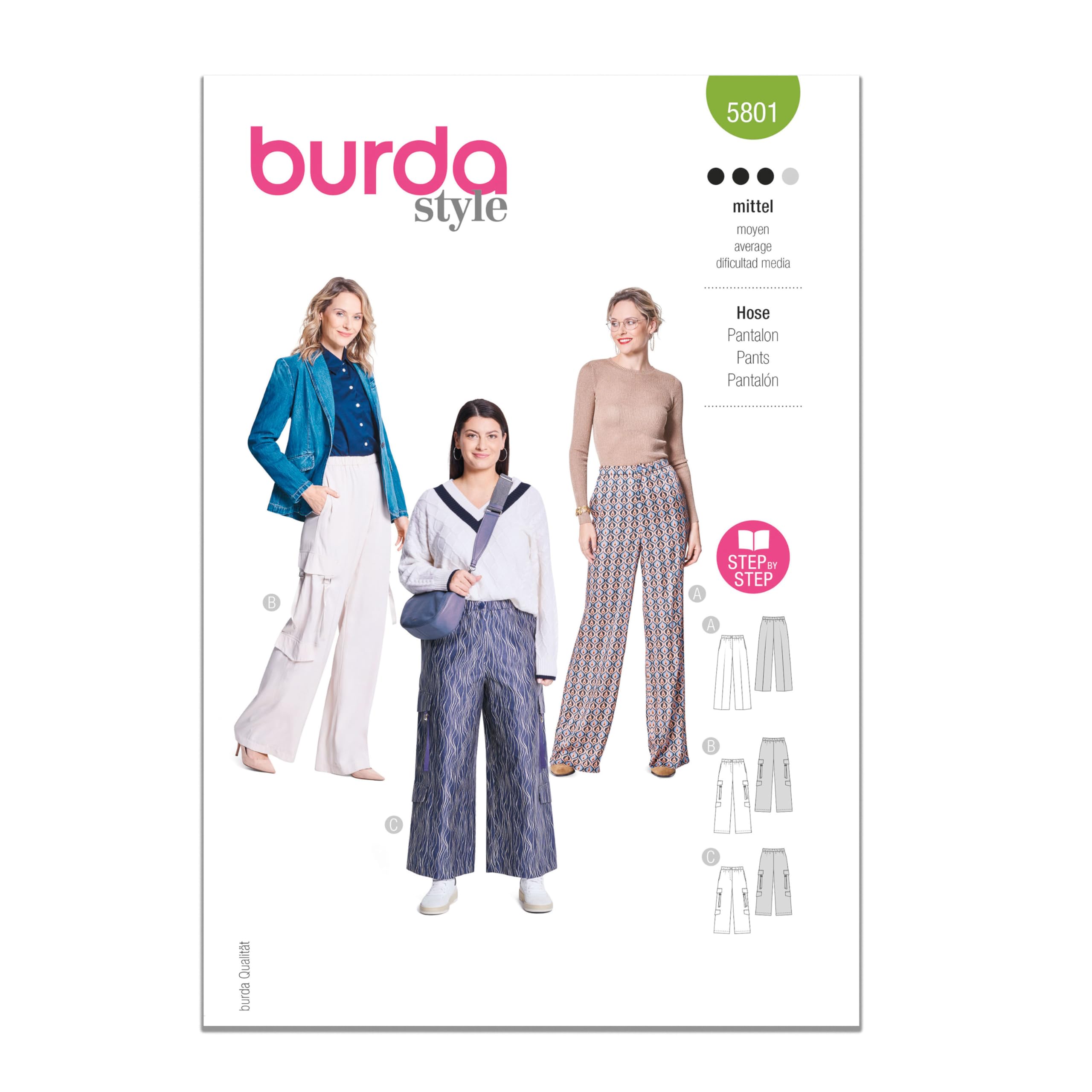 Burda Style Sewing Pattern B5801 Misses' Trousers
