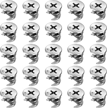 25 Pcs Furniture Connector Eccentric Cam Locks Fitting, 15 x 12 mm Zinc Alloy Cam Lock Fastener for Cabinet Drawer Dresser Wardrobe Panel Connecting Silver