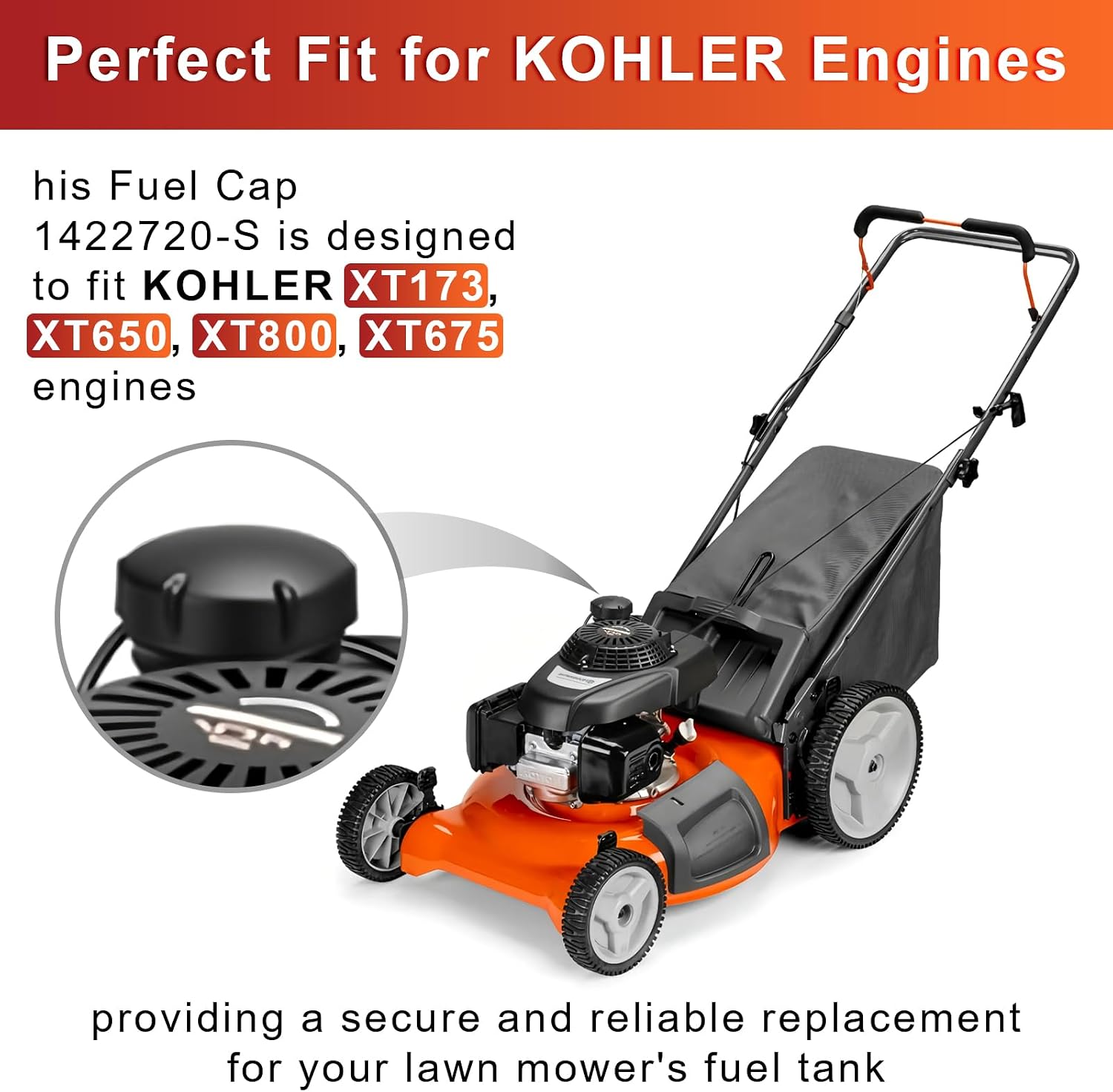 Gas Cap Fit for Lawn Mower - Fuel Cap Compatible with Kohler XT650 XT675 XT775 HD775 RH255 RH265,Replace The Part# 14 227 20-S