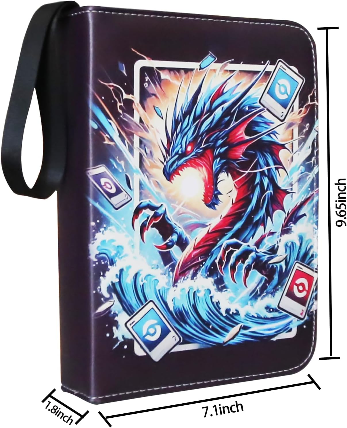 Deluxe Blue Dragon Trading Card Binder, 4-Pocket Zipper Card Album with 400 Sleeves, Premium Card Holder Book for Collectors, Fits Standard Trading Cards