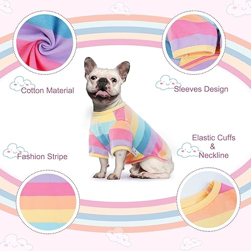 Miniatura 4 de Camiseta para perro, ropa de verano para perro, camisas de protección solar para perro, chaleco básico clásico a rayas, camiseta de pijama