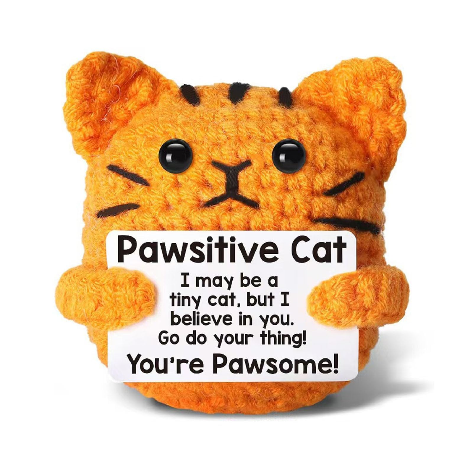 AYZDJ Handmade Crochet Emotional Support Cat - Fun Positive Gift for Friends with Cheerful Energy, Perfect as a Heartwarming Present for Any Occasion