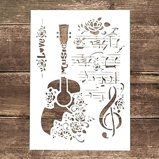DIY Decorative Guitar Stencil Template for Painting on Canvas Wood Furniture Craft Paper (A4 Size)