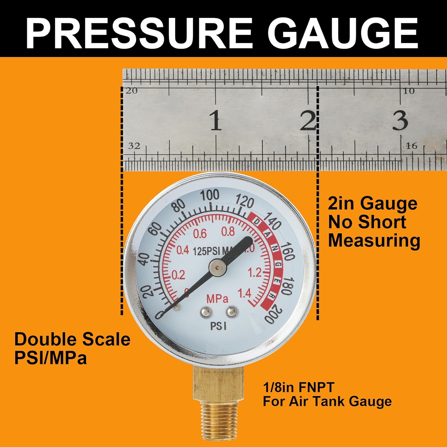 Air Tank Repair Kit, SUNROAD this kit Including Safety Valve, 0-200 PSI Pressure Gauge and 4 Feet Air Tank Hose Assembly Kit for Portable Carry Tank