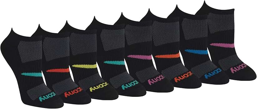 Saucony Women's No Show Athletic Socks - 6 & 12 Pack Performance Sport Socks