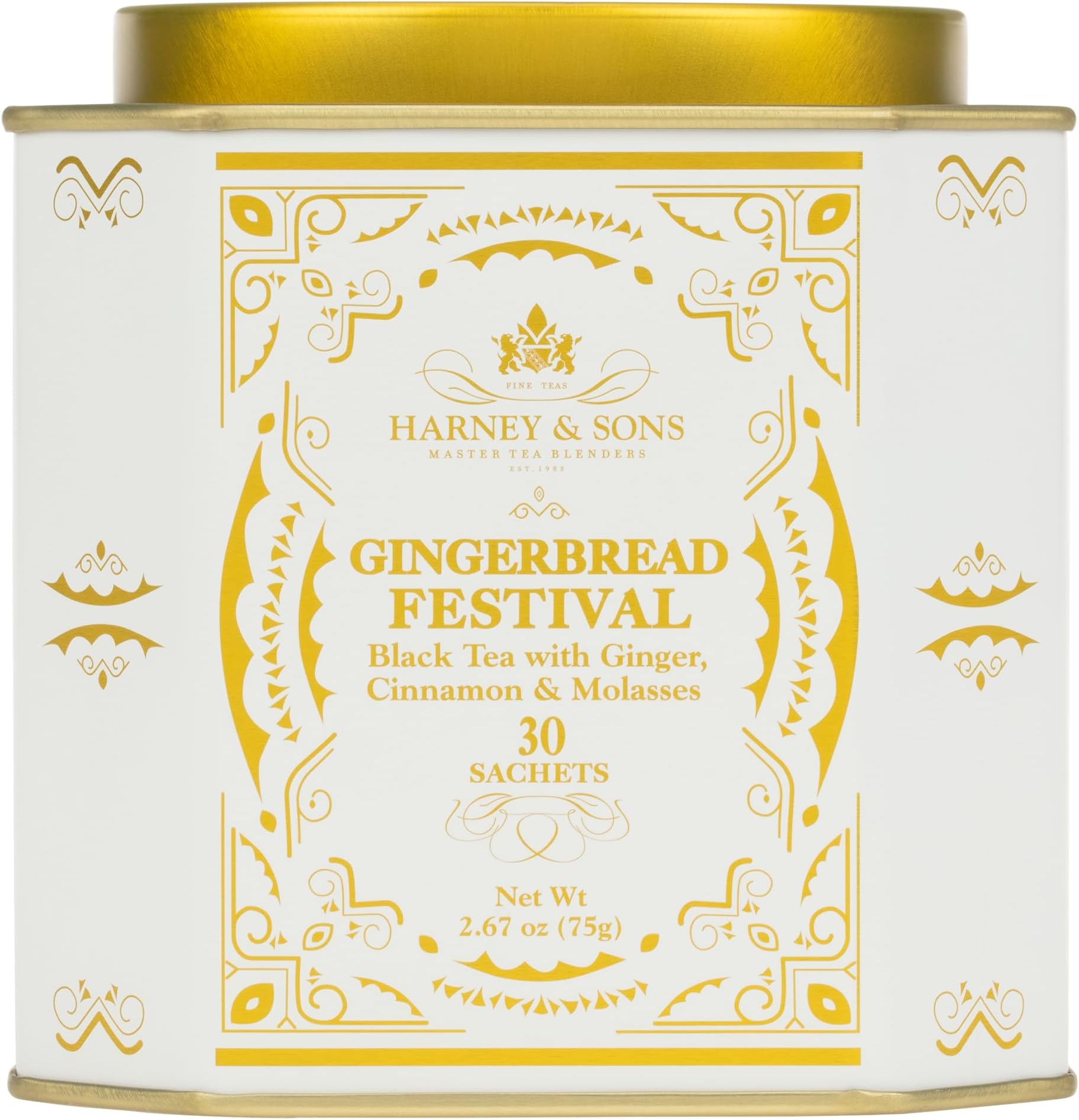 Harney & Sons Gingerbread Tea, 30 Sachets of Gingerbread Festival, a Black Tea with Ginger & Cinnamon