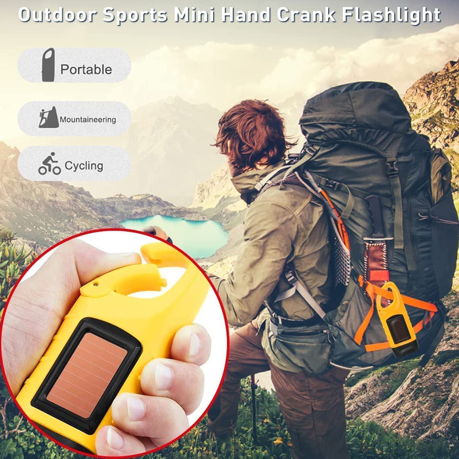 Wind Up Led Torch, Rechargeable Dynamo Hand Crank Super Bright Portable Camping Torch - Image 4