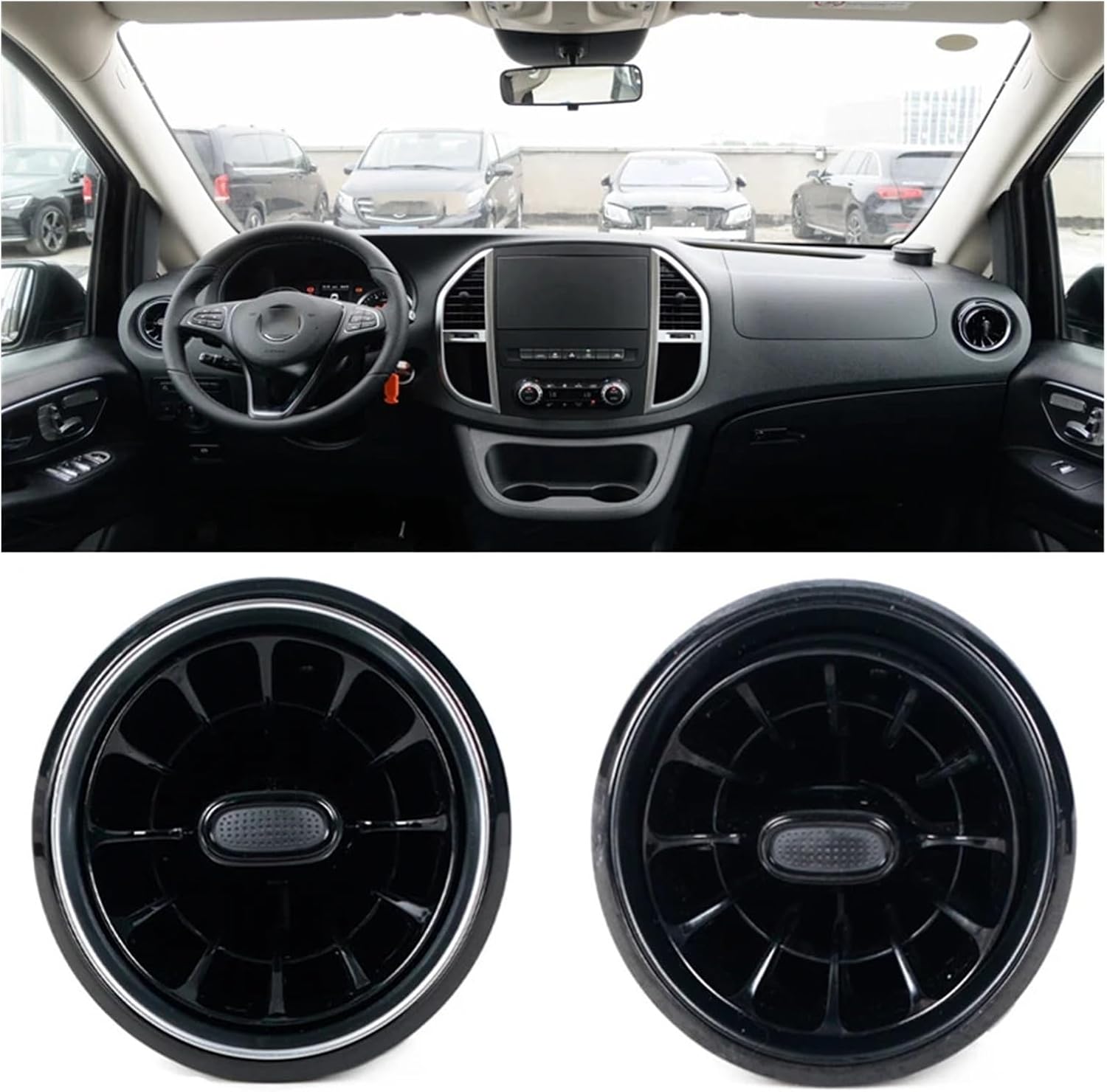 Fit for Benz V Class W447 Vito V250 V260 Car Dashboard Air Condition Vent Outlet Turbo Accessories(2pcs Silver)