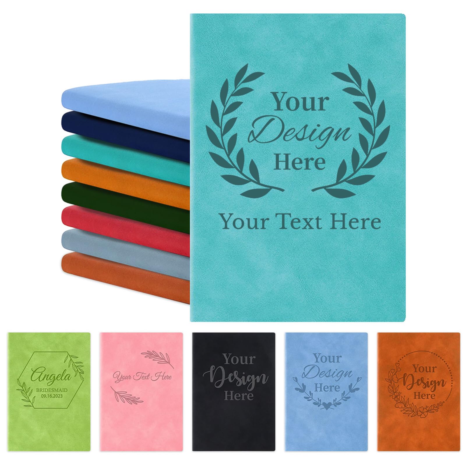 Gamanor Personalized Leather Journal Notebook Custom Notebooks Diary with Engraved Name Text Customized Birthday Office Christmas Gift for Women Men