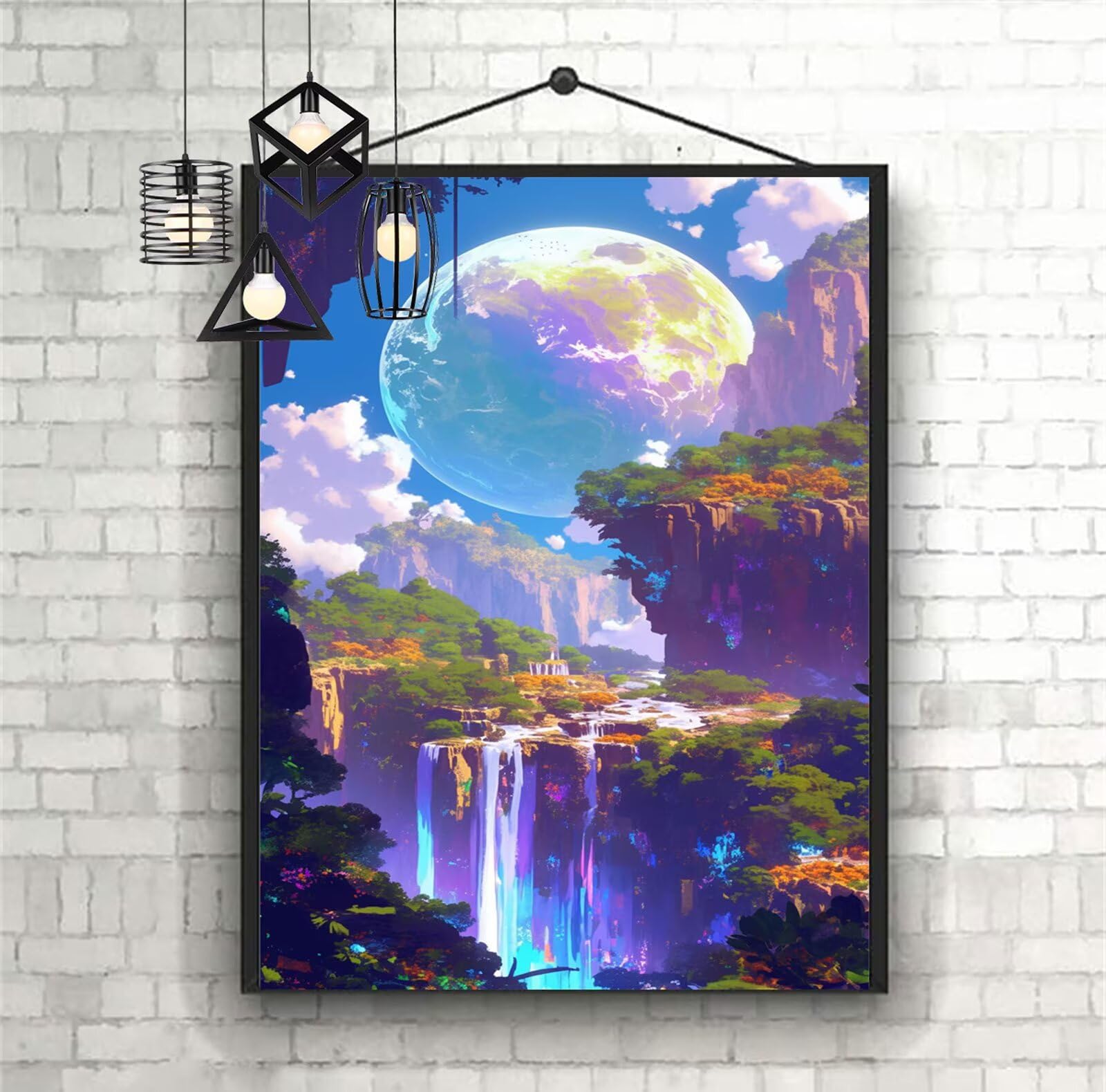 Diamentowe malowanie księżyc diament malowanie dzieci 60x90 cm 2025 krajobraz malarstwo diamentowe, DIY diamentowe rysunki ścieg krzyżykowy rzemiosło dla dorosłych, obraz diamentowy dekoracja domu