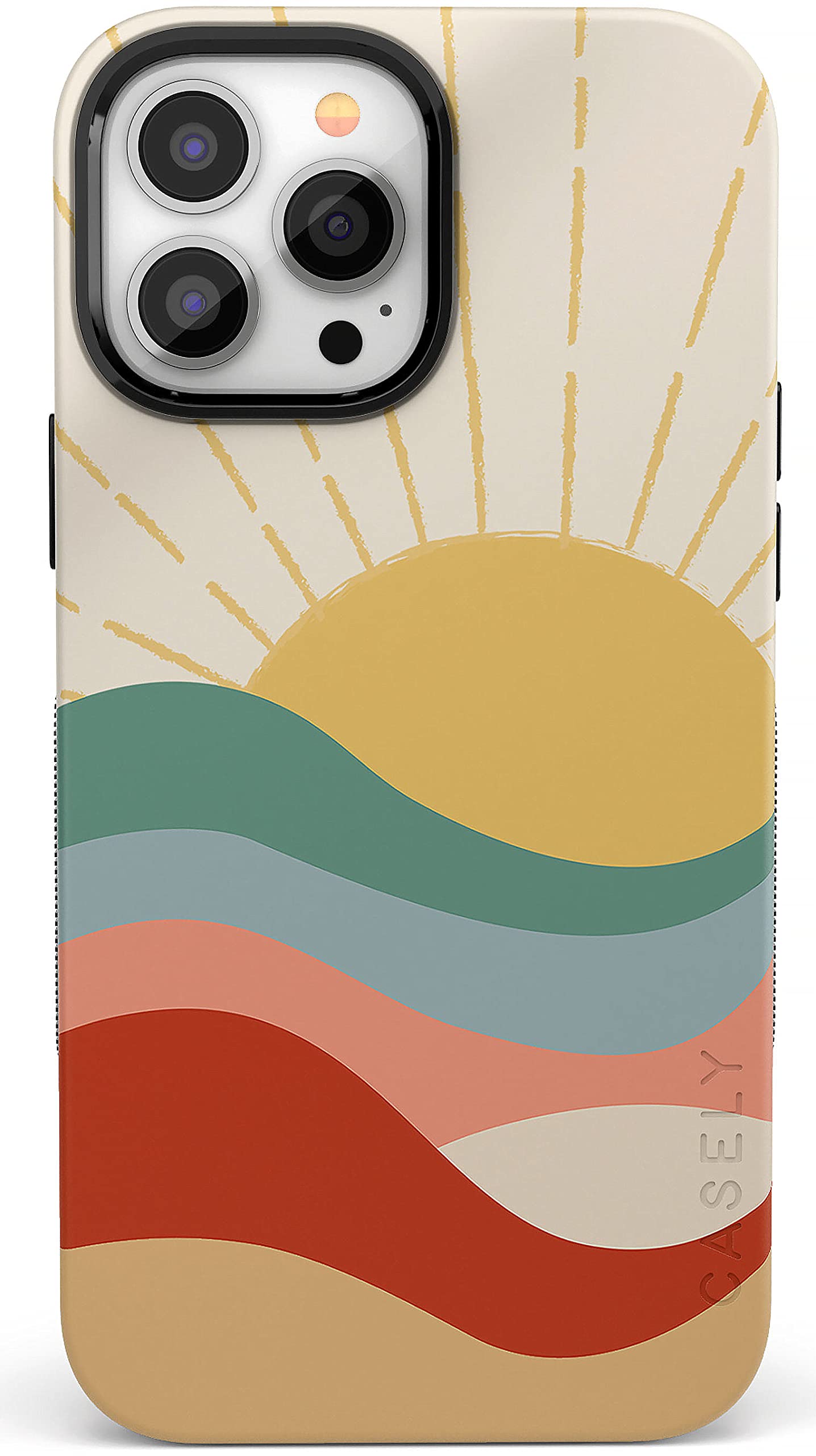 Casely iPhone 14 Pro Case | Here Comes The Sun | Cute Colorblock Sunset | Compatible with MagSafe | Bold Protective DesignClimatePartner certified