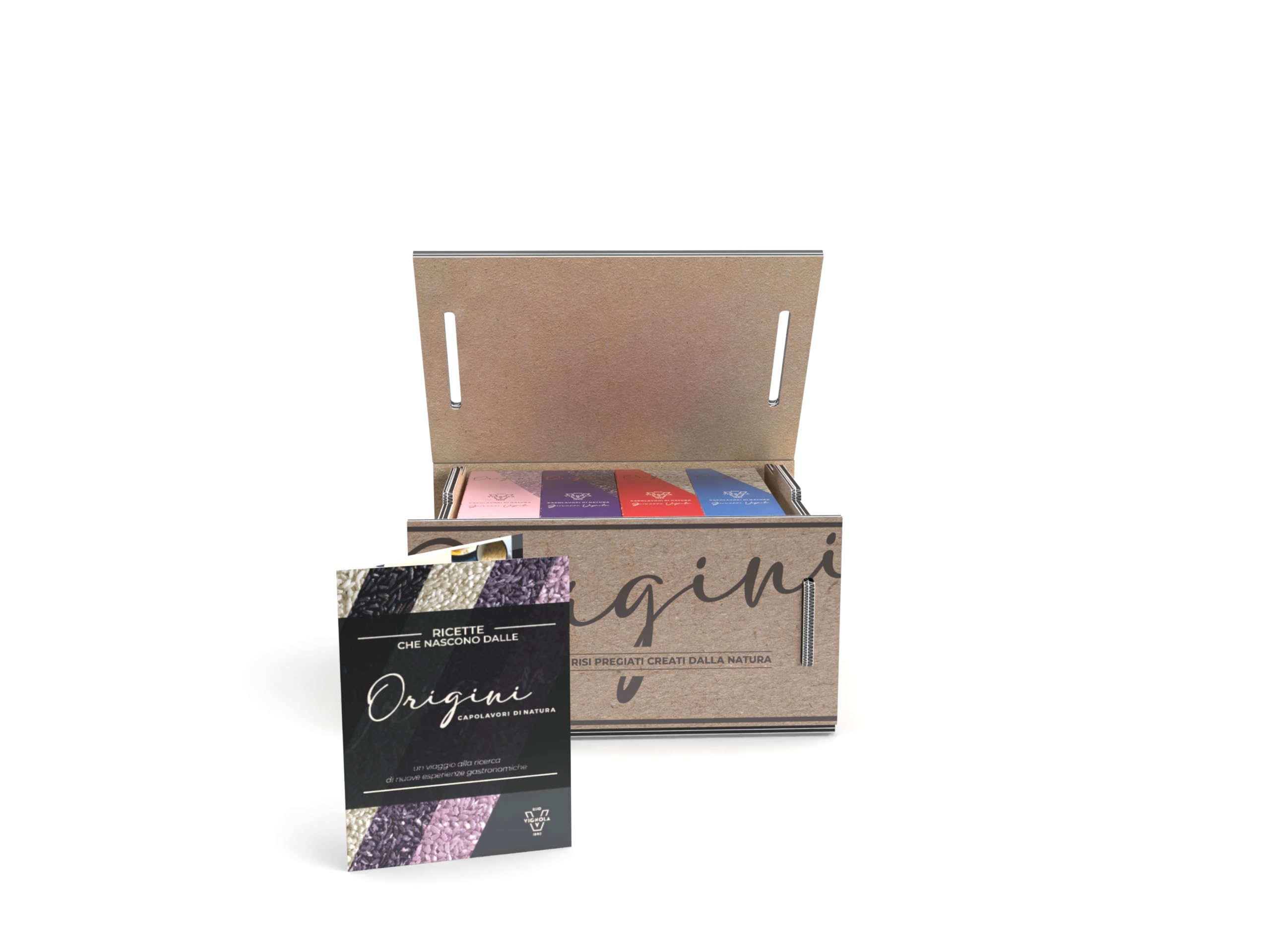 Riso Vignola, Origini, Cofanetto Degustazione Riso, Box Selezione Varietà di Riso Basmati, Bomba e Verelé, Contiene 4 Confezioni da 500gr, Ricettario Incluso