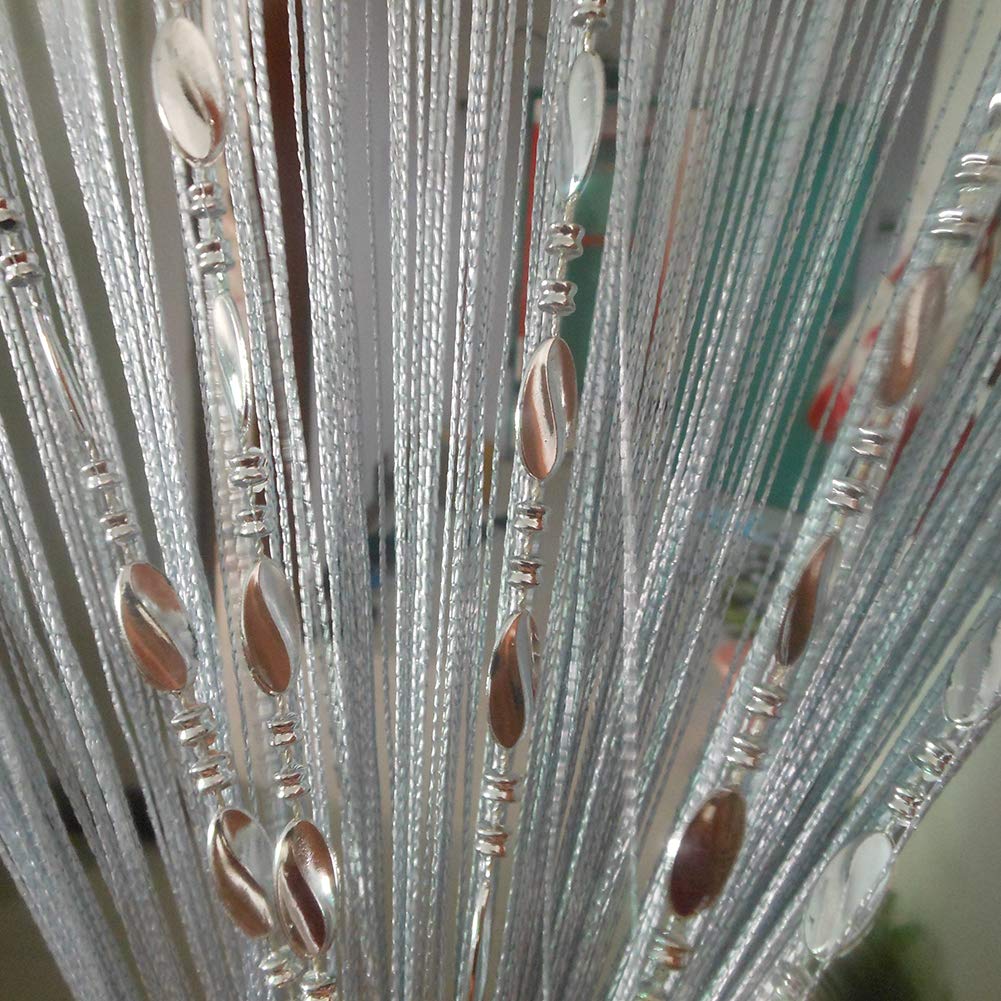 ZiDeTang Beaded Door Curtain for Doorway Décor Sheer Tassel Closet Drapes Room Divider Curtain Color Grey