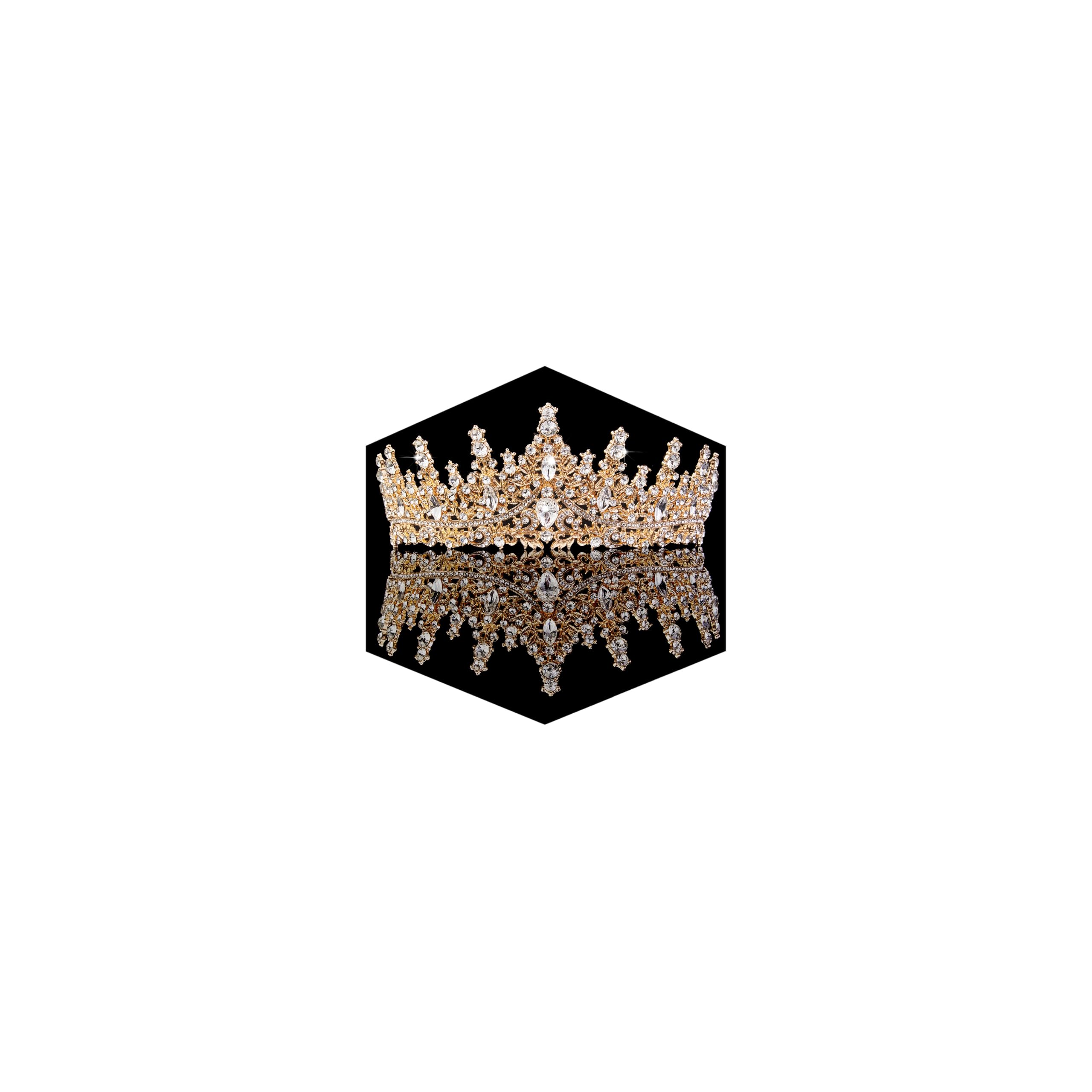 Fesciory Birthday Crown for Women, Gold Plated Crystal Tiara with Sash