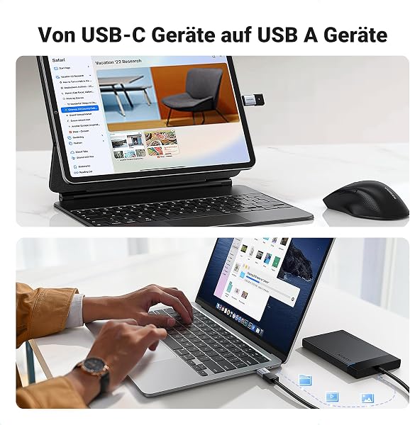 UGREEN USB C to USB 3.2 Adapter 10Gbps OTG Pack of 2 USB C Male to A Female Adapter Compatible with iPhone 17/16 Series MacBook Neo Pro Air iMac Galaxy Tab S9 S24 (Grey) - 4