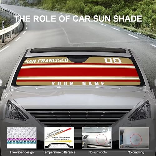 Miniatura 6 de Parasol para parabrisas de automóvil de San Francisco, personalizado con cualquier número de nombre, plegable, protección contra rayos UV,
