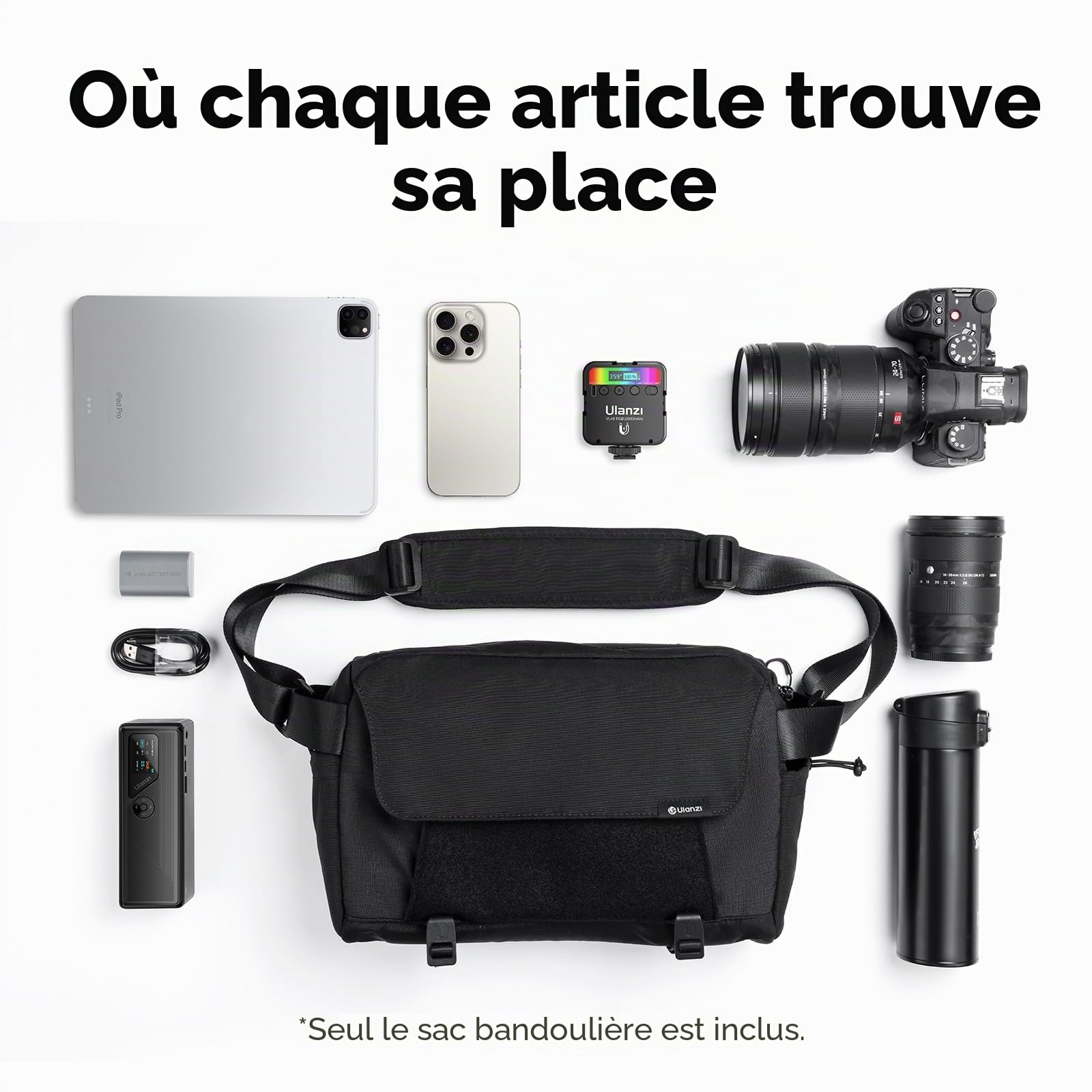ULANZI Sac Appareil Photo 9L, Sac Photo Bandoulière DSLR/SLR, Léger, Imperméable, Anti-vol