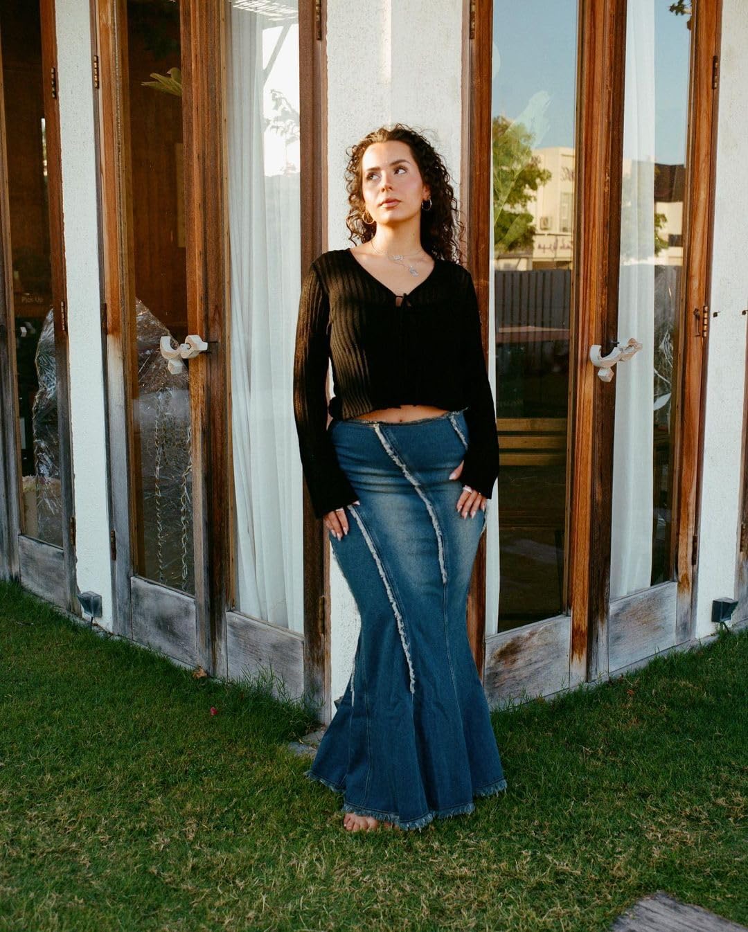 CIDER Cardigans for Women Trendy Bow Tie Front V Neck Long Sleeve Lightweight Shrug Sweater Ribbed Knit Crochet Cardigans - Image 5