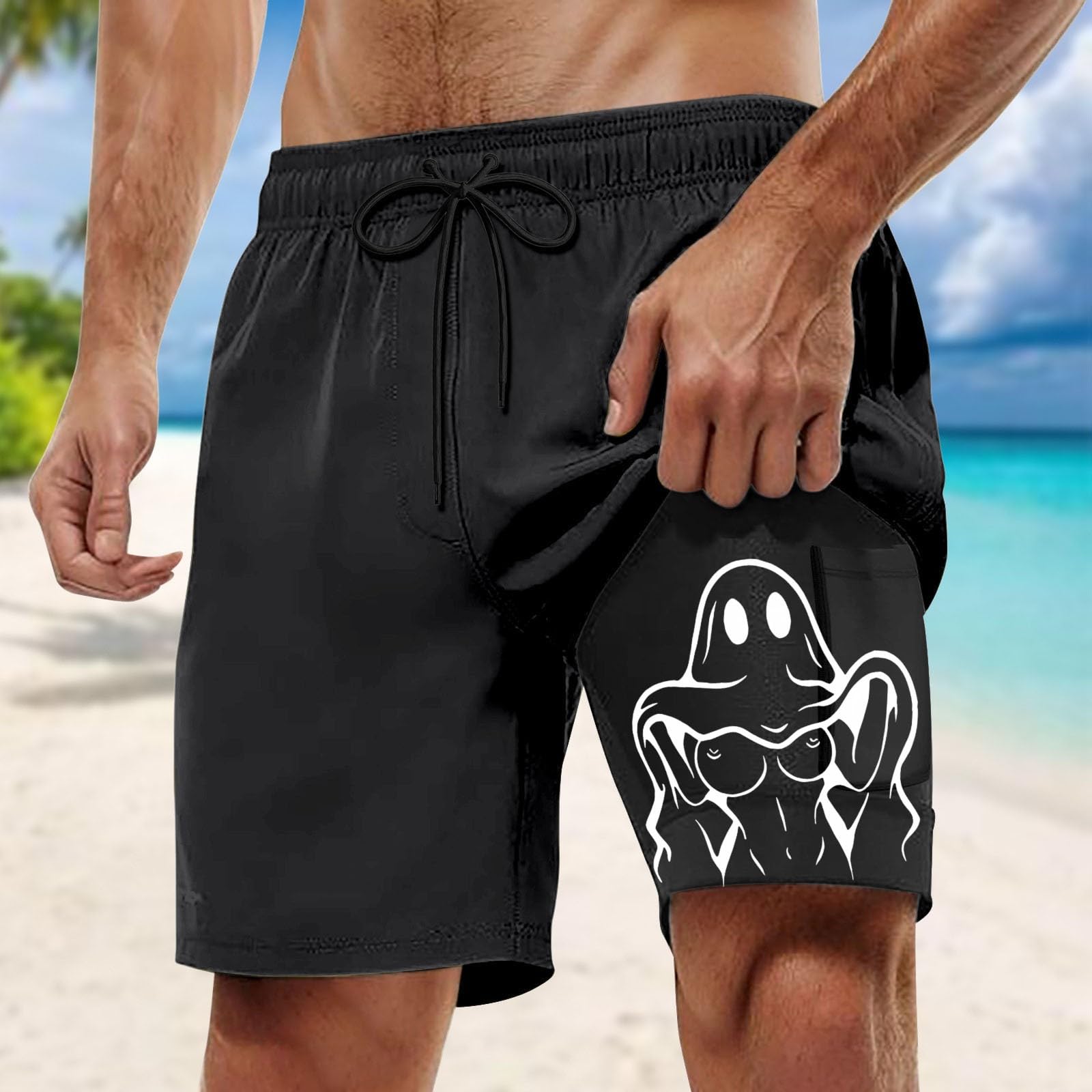 Maillot de Bain Homme Doublure Short de Bain Homme Confortable Plage Décontracté Sports Mode Voyage Polyester Cocotier Imprimé Boxer De Plage Short De Plage Natation L'été