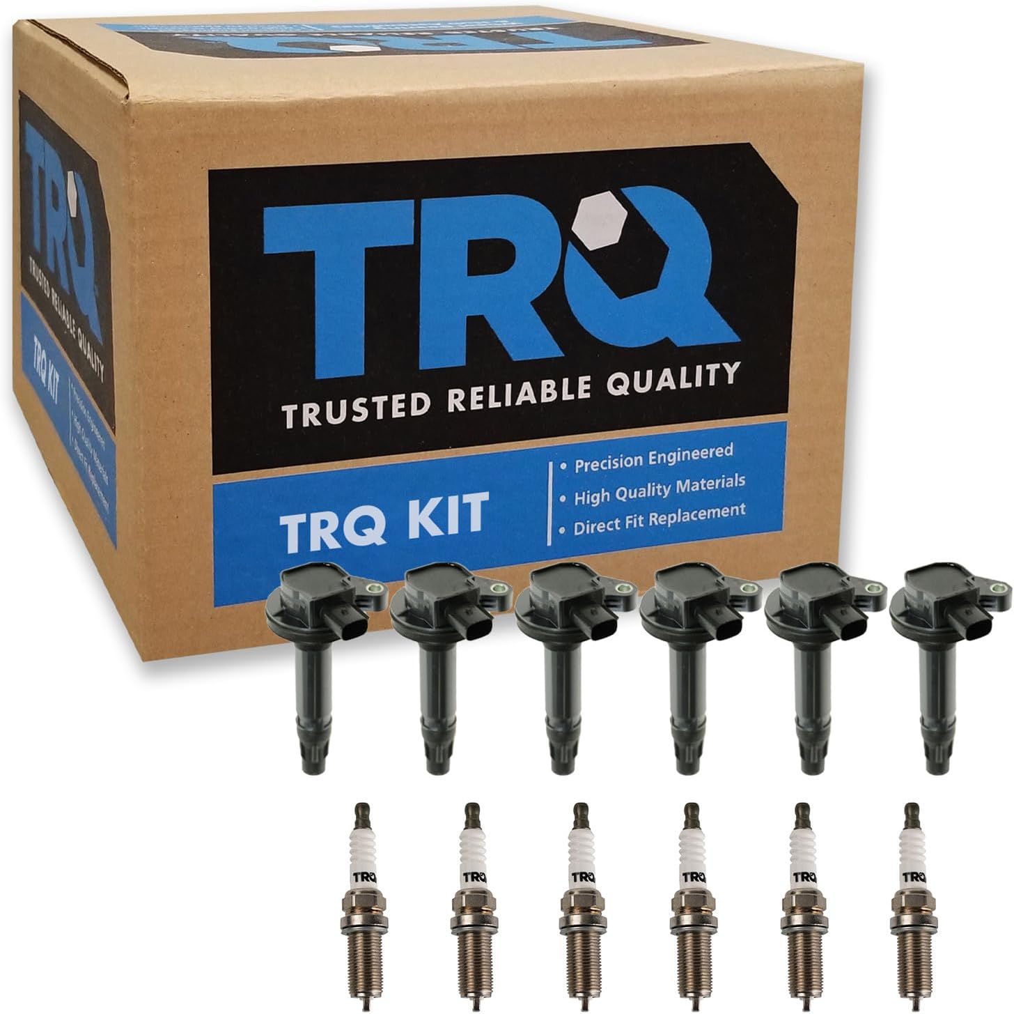 TRQ Ignition Coil & Spark Plug Kit 12 Piece Iridium Spark Plugs Compatible with 2011-2018 Ford F-150 Edge Explorer Flex Mustang Police Interceptor Transit 2011-2016 Lincoln MKX MKZ MKS MKT Non-Turbo
