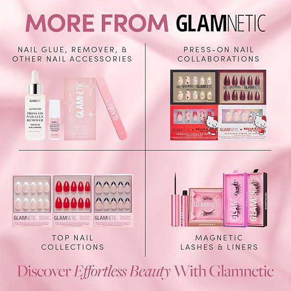 Glamnetic Press On Nails - Angel | Opaque White Short Almond Fake Nails, Salon Quality | 12 Sizes - 24 Nail Kit