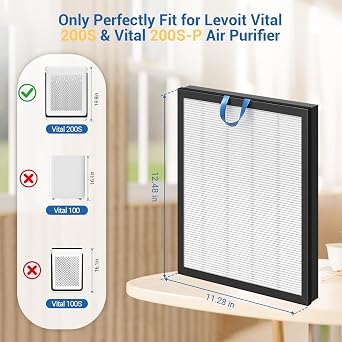Vital 200S 交換用フィルター 2個パック Levoit Vital 200S Vital 200S Vital 200S-RFモデルに対応 HEPAフィルター クリーナーエア用