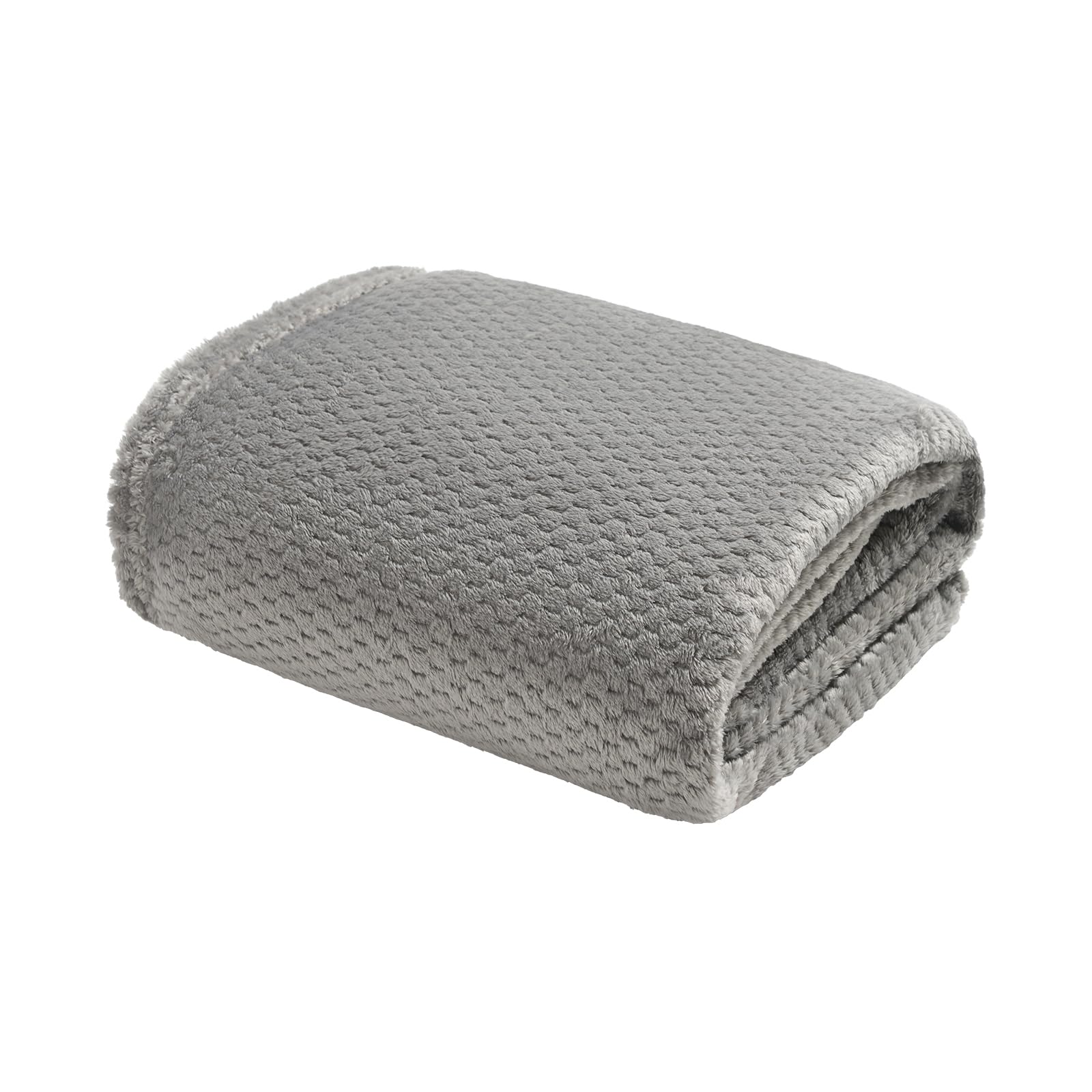 Dreamscene Fleece Throw Blanket for Bed, Soft Cosy Warm Honeycomb Waffle Throws for Sofas Couch Lightweight Faux Fur Fleece Blanket Travel Double Bed Throws, Mid Grey - 150 x 200cm โ image 1
