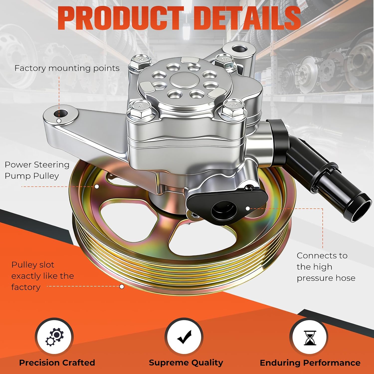 Power Steering Pump with Pulley Compatible with Acura MDX 3.5L 3.7L & Honda Pilot 3.5L 2005-2008 & Odyssey 3.5L 2005-2010 Replace for OEM 21-5442, 56110-RGL-A03, 56110-PVJ-A01